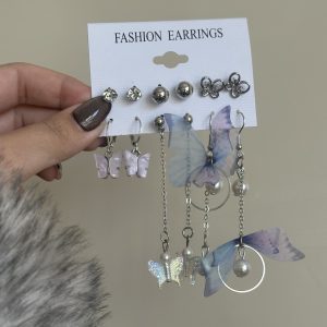 پک گوشواره پروانه نقره ای